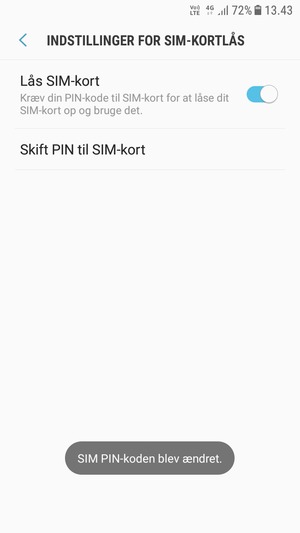 Din SIM PIN-kode er nu ændret