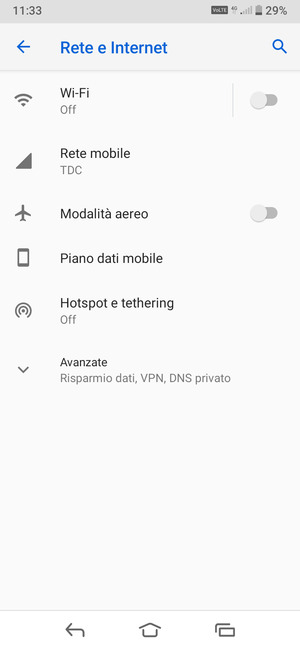 Seleziona Hotspot e tethering