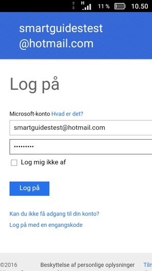 Indtast din adgangskode og vælg Log på