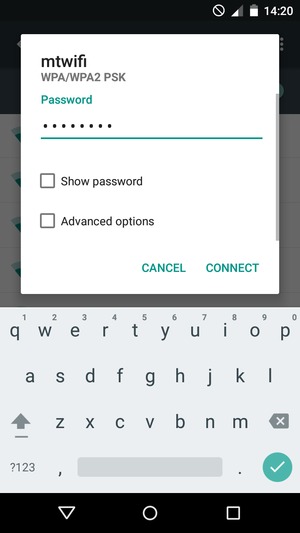 Enter the Wi-Fi password and select CONNECT