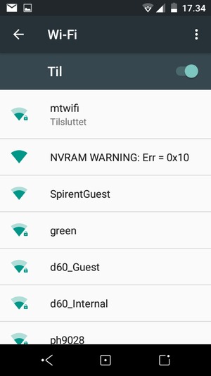 Du er nu tilsluttet Wi-Fi netværket