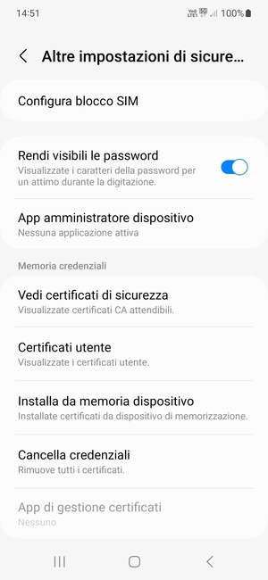 Seleziona Configura blocco SIM