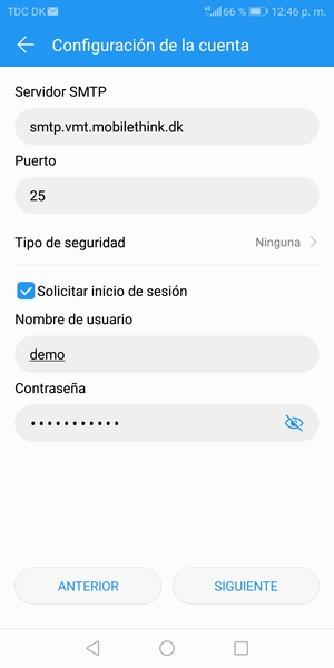 Introduzca la dirección de servidor saliente