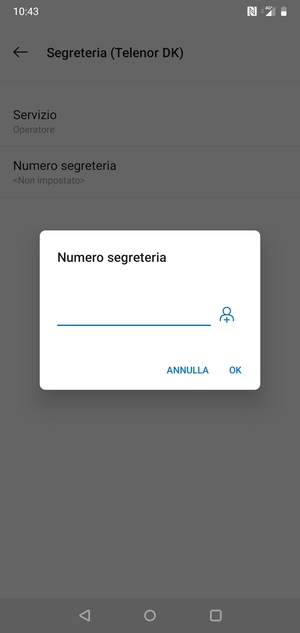 Inserisci Numero segreteria e seleziona OK