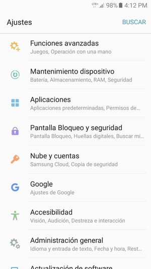 Desplácese y seleccione Pantalla Bloqueo y seguridad