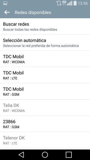 Seleccione un operador de red de la lista