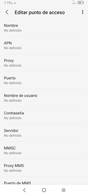 Introduzca la información de MMS
