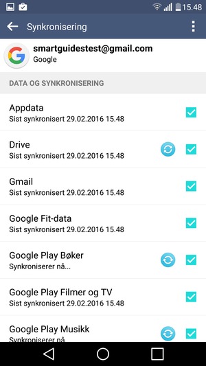 Din informasjon blir synkronisert