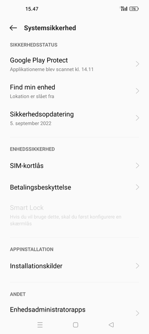 Vælg SIM-kortlås