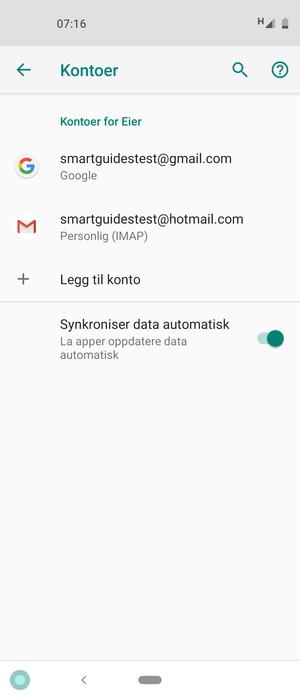 Velg din Google-konto