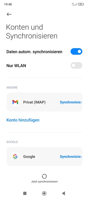 Wählen Sie Google