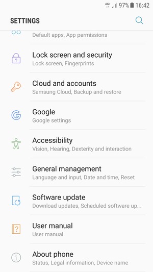 Scroll to and select Software update