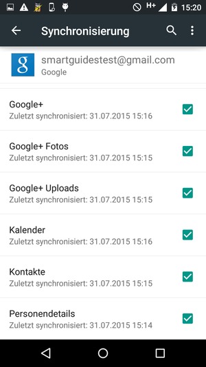 Stellen Sie sicher, dass Kontakte ausgewählt ist