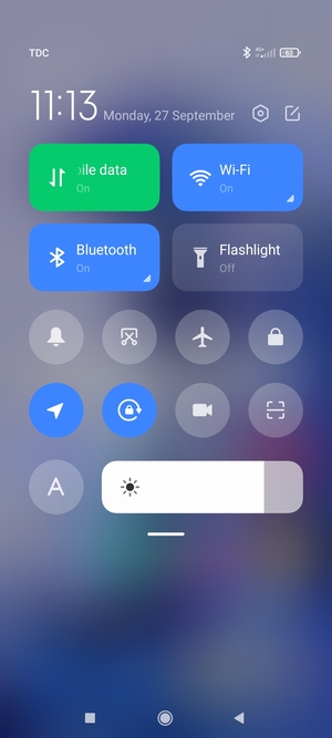 Slide down the top menu again
