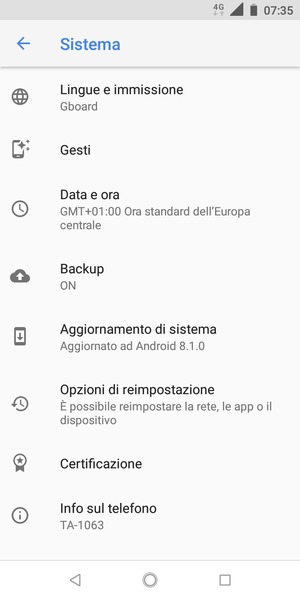 Seleziona Aggiornamento di sistema