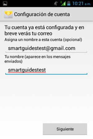 Déle a su cuenta un nombre y escriba su nombre. Seleccione Siguiente