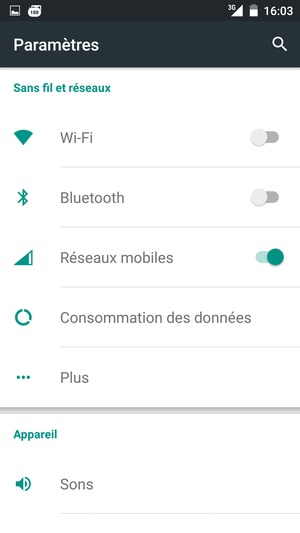 Sélectionnez Réseaux mobiles
