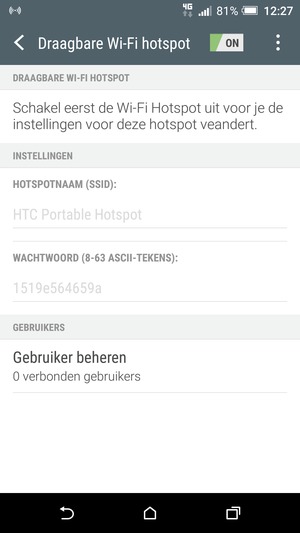 Uw telefoon is nu geïnstalleerd voor gebruik als modem