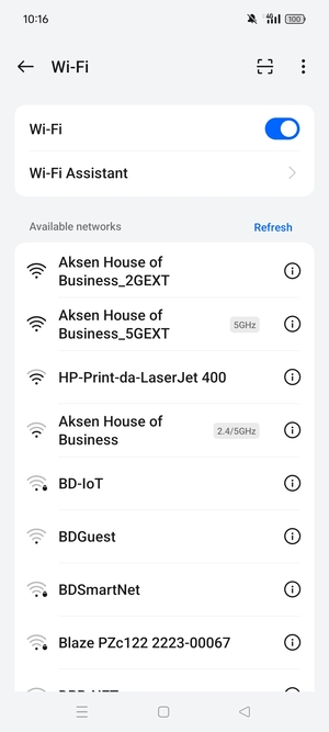Select the wireless network you want to connect to