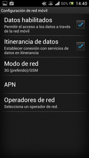 Activar o desactivar Itinerancia de datos