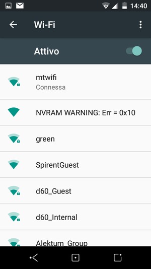 Ora sei connesso alla rete Wi-Fi