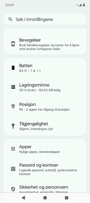 Bla til og velg Posisjon