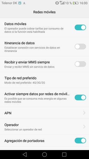 Para cambiar la red en caso de problemas de conectividad, seleccione Operador