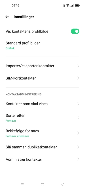 Velg SIM-kortkontakter