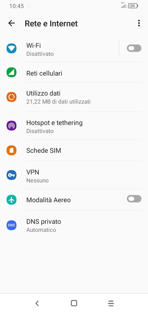 Seleziona Rete cellulari