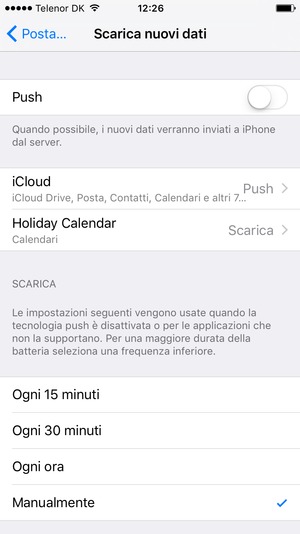 Imposta Push su Off