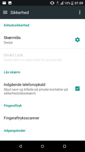 Vælg Skærmlås