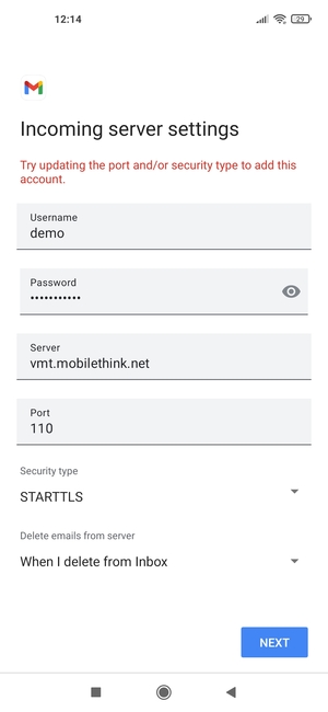 Select Security type