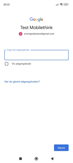 Indtast din Gmail adgangskode og vælg Næste