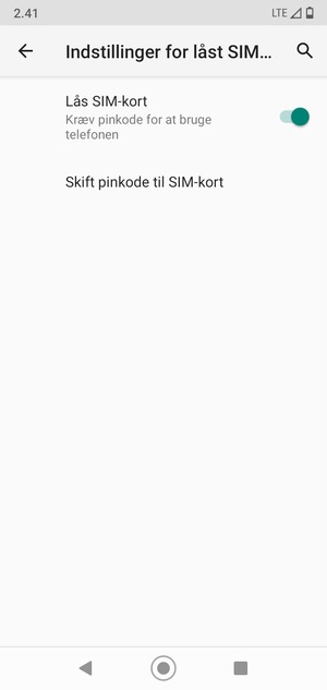 Vælg  Skift pinkode til SIM-kort