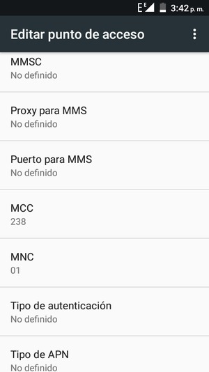 Desplácese hacia abajo e introduzca la información MMS