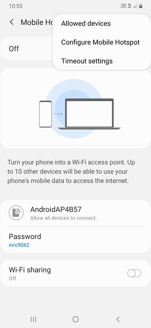 Select Configure Mobile Hotspot