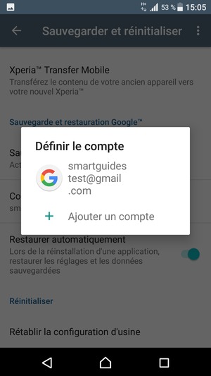 Sélectionnez votre compte de sauvegarde