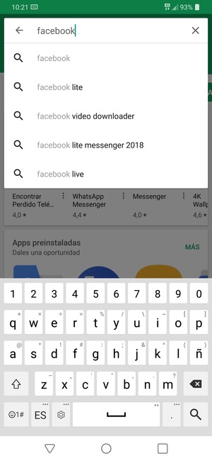 Introduzca el nombre de la aplicación y seleccione Buscar