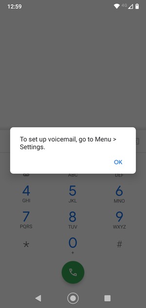If your voicemail is not set up, select OK