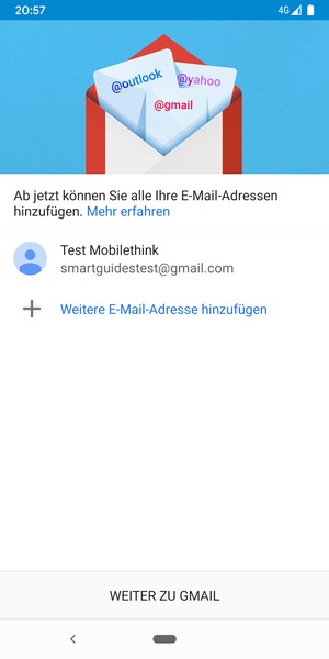 Wählen Sie WEITER ZU GMAIL