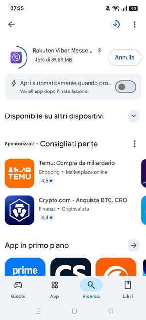 Attendi il completamento del processo di installazione