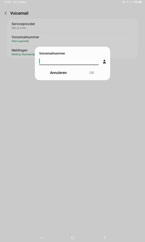 Voer het Voicemailnummer in en selecteer OK