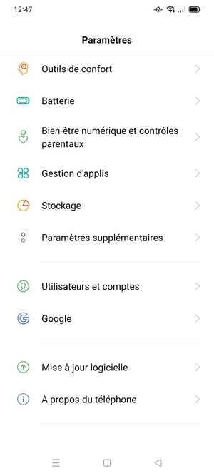 Faites défiler et sélectionnez Mise à jour logicielle