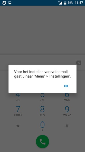 Als uw voicemail niet geïnstalleerd is, selecteert u OK