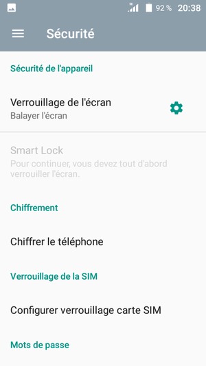 Sélectionnez Verrouillage de l'écran
