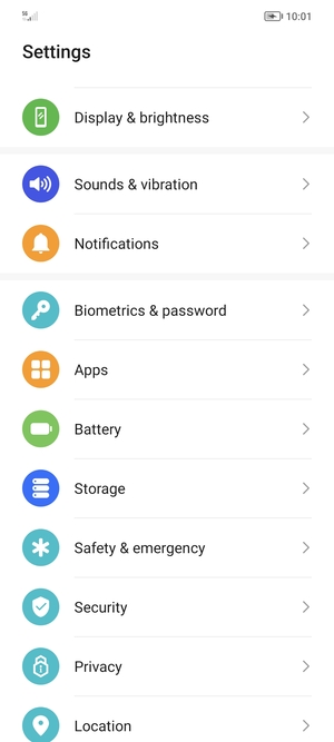 Scroll to and select Security