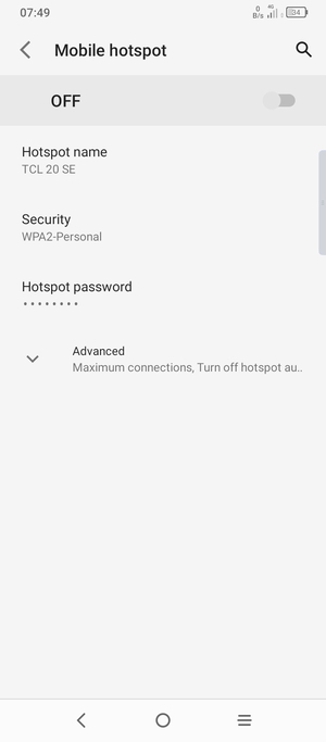 Select Hotspot password