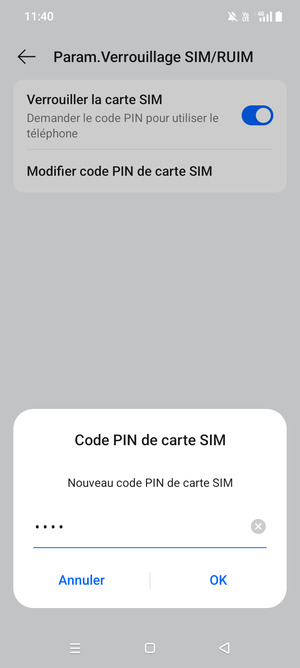 Saisissez votre Nouveau code PIN de la carte SIM et sélectionnez OK