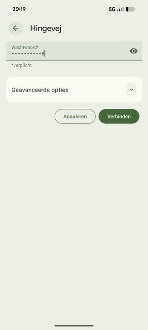 Voer het WiFi-wachtwoord in en selecteer Verbinden
