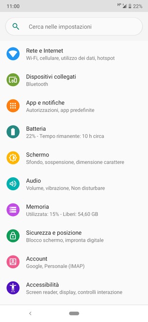 Seleziona Sicurezza e posizione